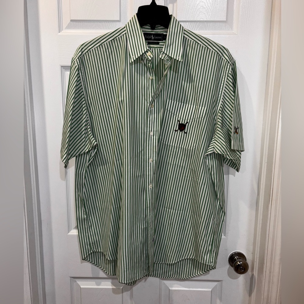 Polo Ralph Lauren classic-fit short-sleeve seersucker shirt in green SZ L​​​
